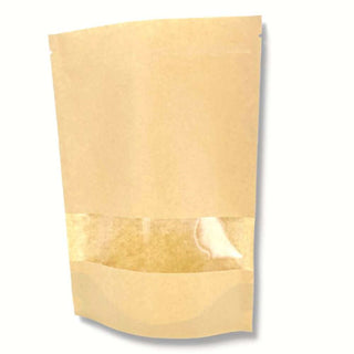 Half Pound Stand-Up Zip Window Bags - Tan Kraft