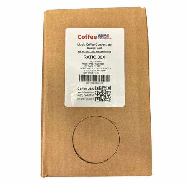 Coffee USA Liquid Coffee Concentrate - Classic Roast -64 oz - Bag In Box (30:1 Ratio) with Scholle connection