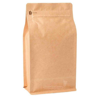 One Pound Foil Lined Stand-Up Zip Pouch Coffee Bag with Valve - TAN KRAFT