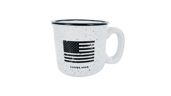 15 oz. Campfire Mug USA Flag Black/White