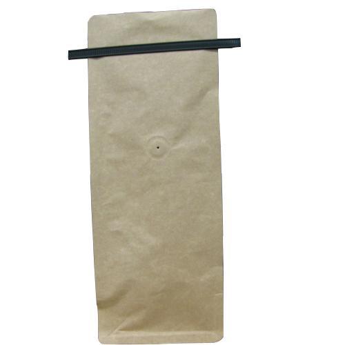 16 Ounce Square Bottom Foil Lined Coffee Bags with Tin Ties and Valve - TAN KRAFT