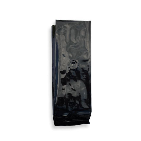Coffee Bag - 8 Ounce Foil Gusseted Coffee Bag with Valve - BLACK. 100 Count