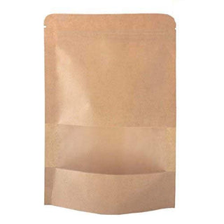 One Pound Stand-Up Zip Window Bags - Tan Kraft