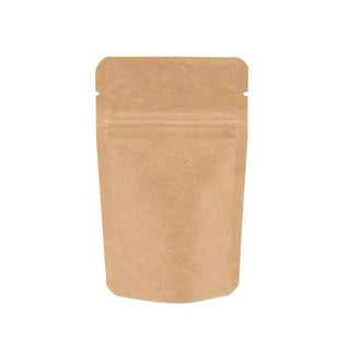 1/2 lb. Kraft Stand Up Bag Pouches - Ziplock and Tear Notch, Reusable, ReSealable Tear Tab - Lock Bags , - 6.75X9.25 inches