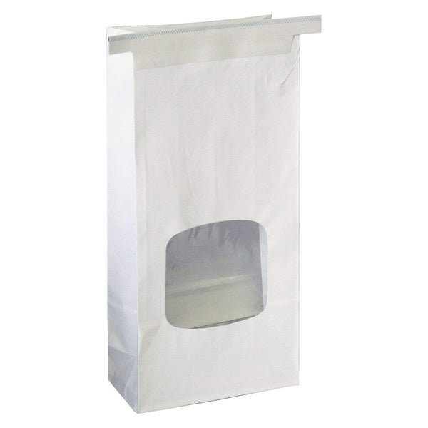Window Bags - One Pound Coffee Bags with Window and Tin Ties - WHITE