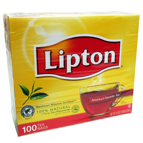 Lipton Tea Bags - 100% Natural, Regular - 100ct Box - Coffee Wholesale USA